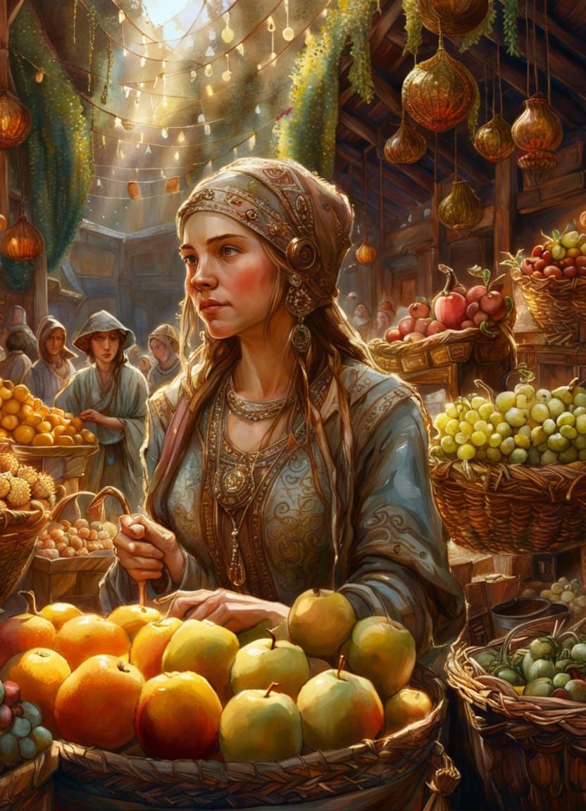 Medieval saleswoman  by @Artemis