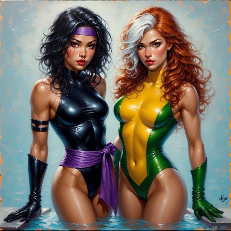 Psylocke and Rogue at the Pool