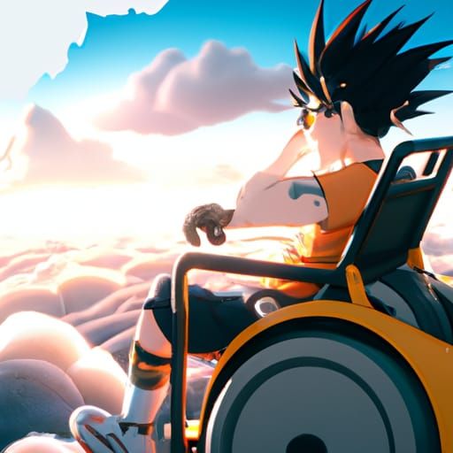 KREA - goku in a wheel chair power over 9000 disabled