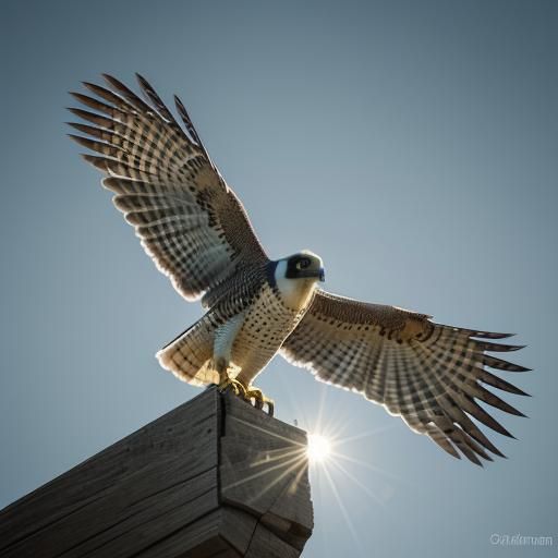 Australian bird peregrine falcon, natural habitat, mid-flight, wide angle zoomed out