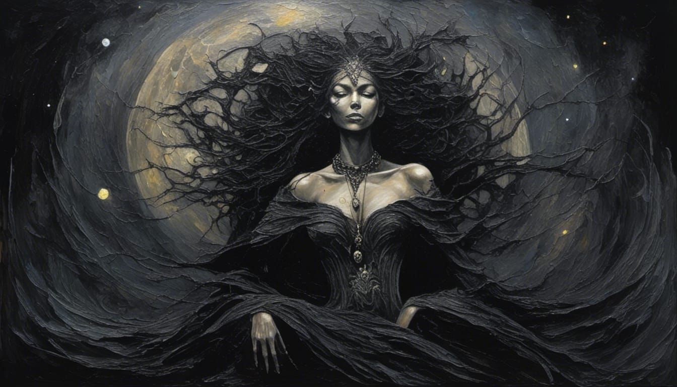 <lora:Impasto1:1.2> <lora:Graphite:1.0> (Black_Magic Woman:1...