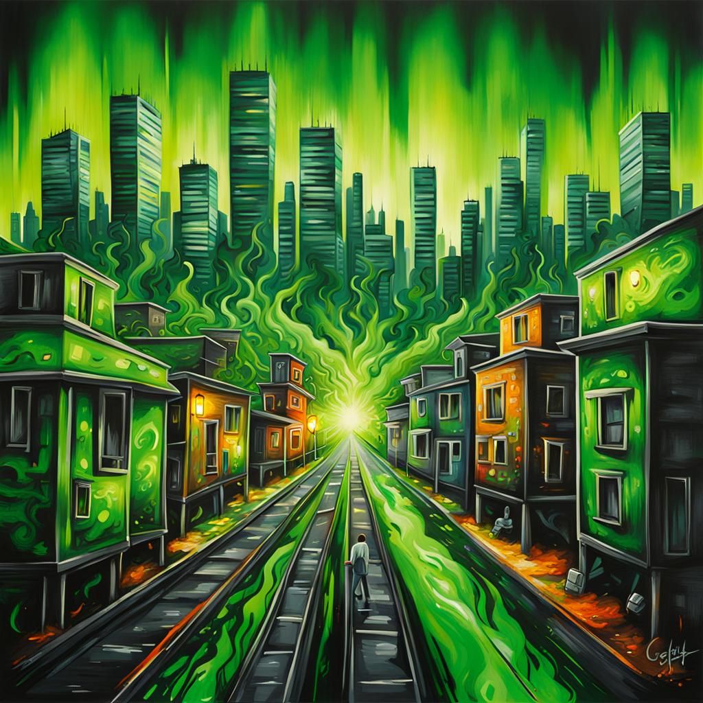 City up in flames. Greed