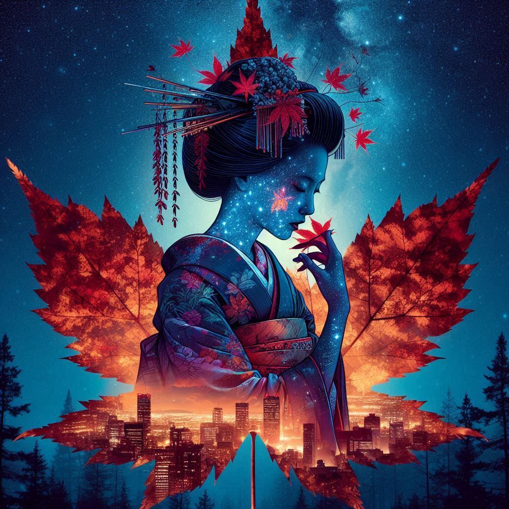 Geisha and maple leaf 🍁