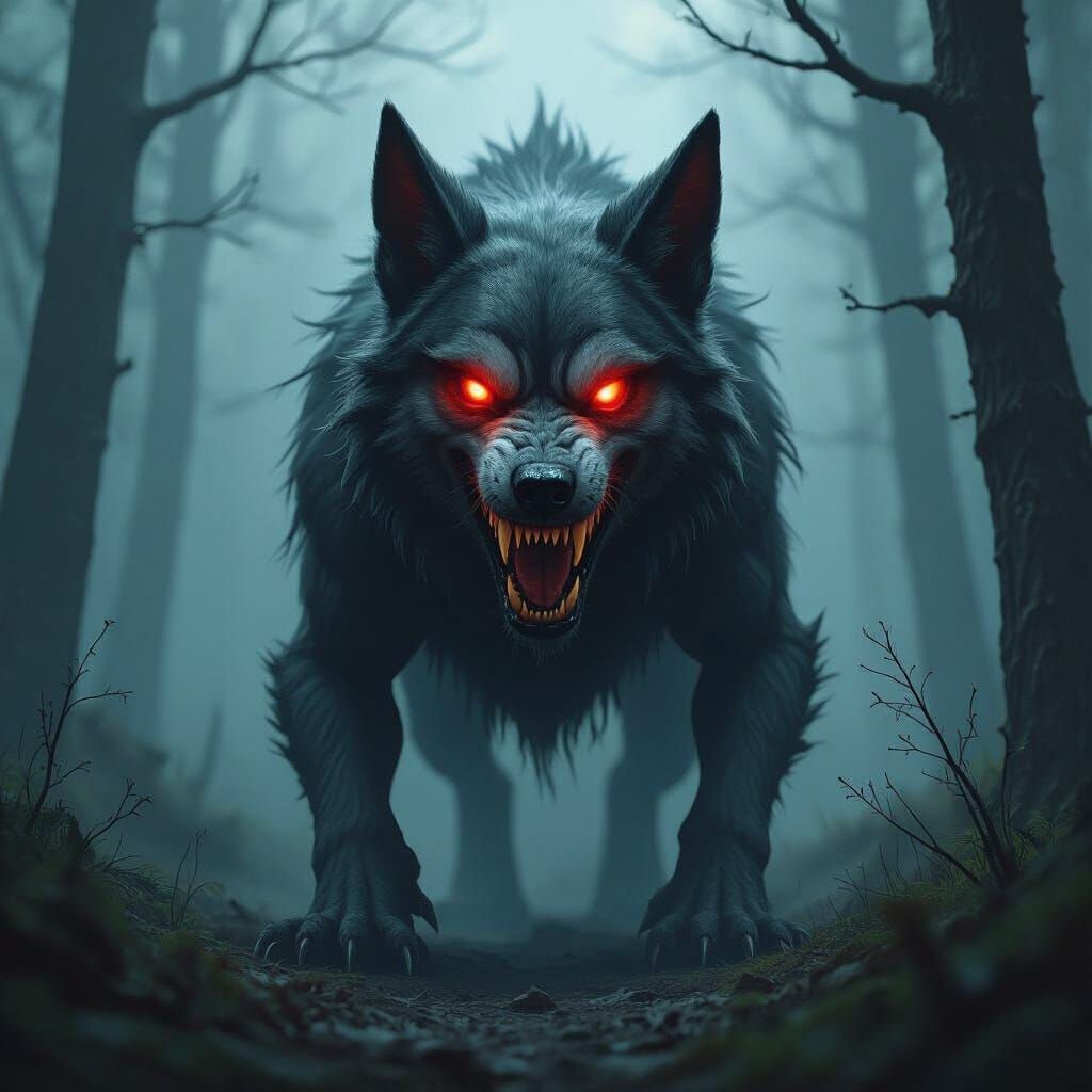 Dog Monster Hybrid in Dark Fantasy Style