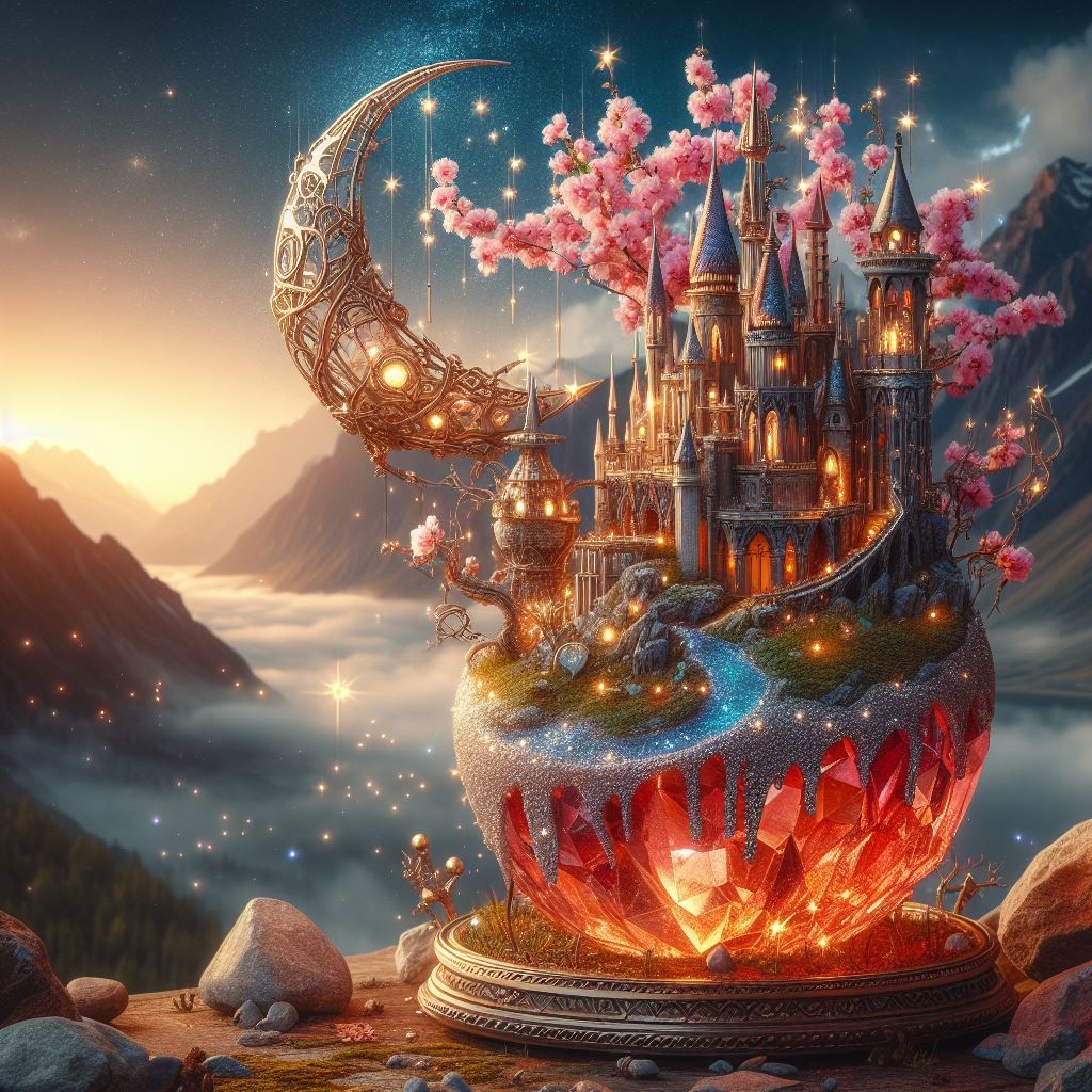 Crystal bonsai moon castle