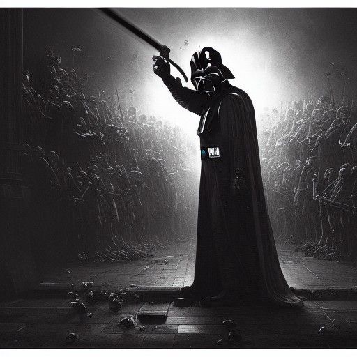 darth vader killing mickey mouse, horror Gustave Doré Greg R...