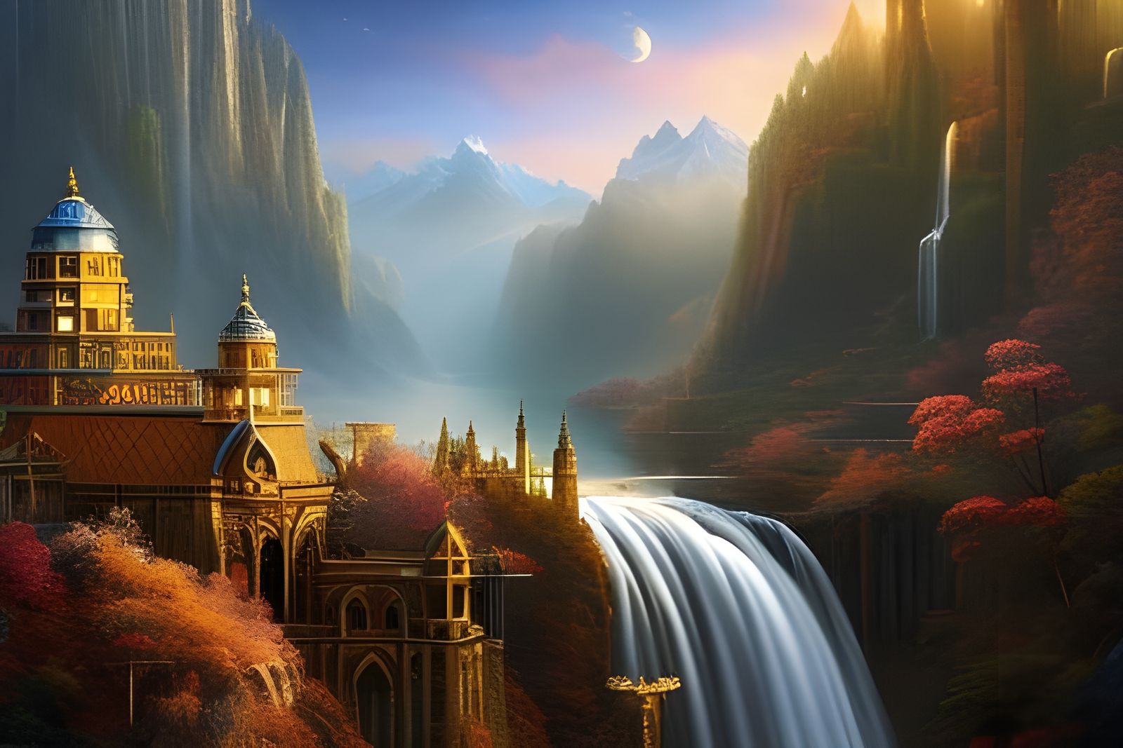 Fairyland Palace in the Mystic Mountains by the White Water Falls - AI ...