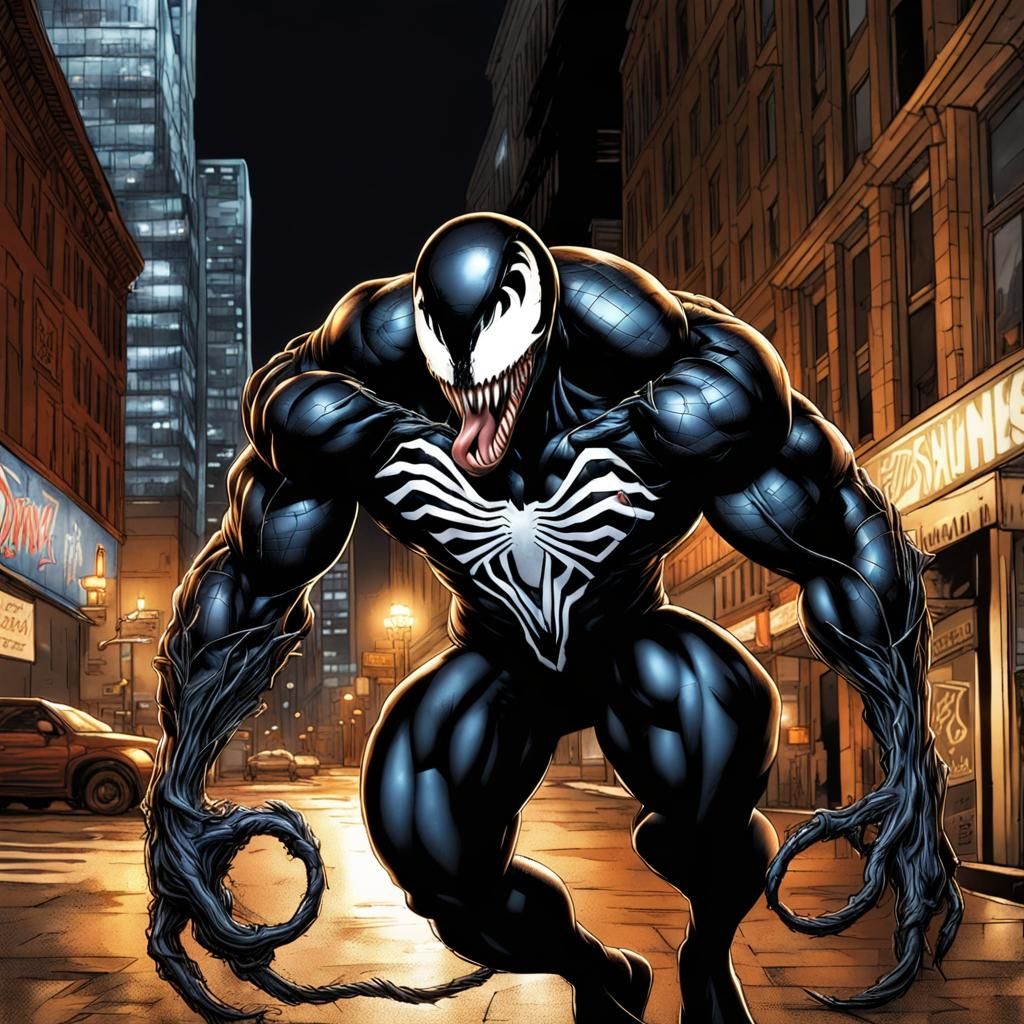 Venom comic book character. - AI Generated Artwork - NightCafe Creator