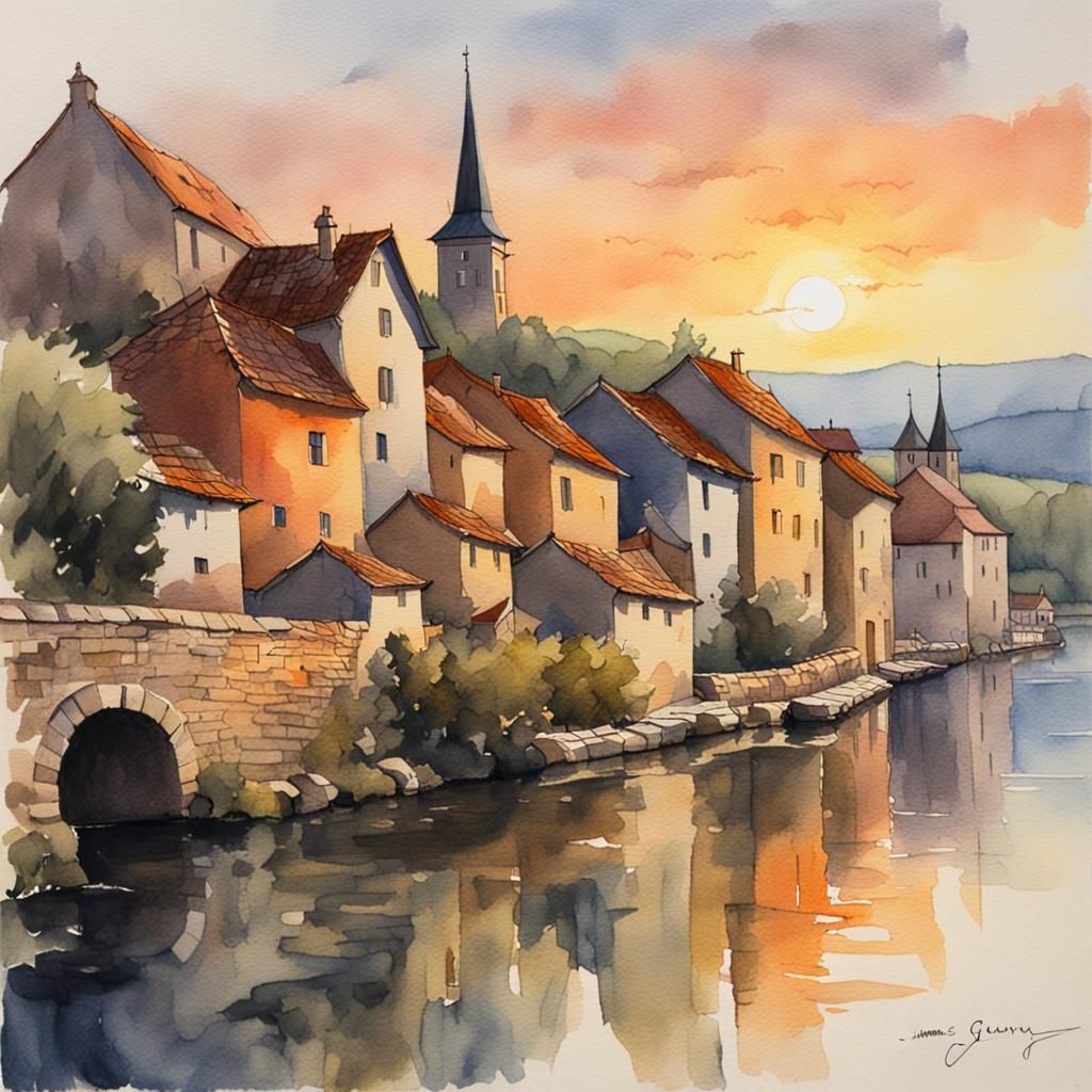 A village on the river bank  by @Maria