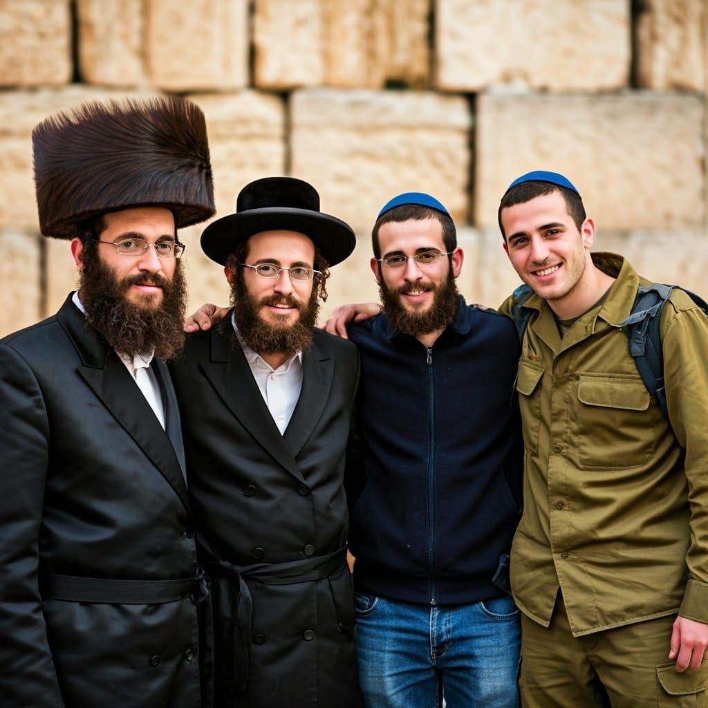 Jewish Men Unite by the Western Wall