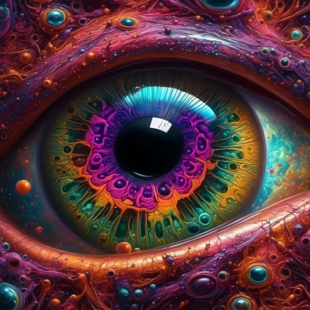 Glowing Iridescent Eyes in Macro Photography