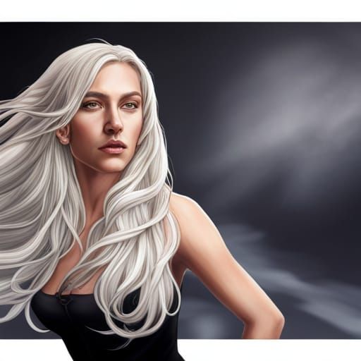Beautiful witch with long silver blonde hair, dressed all in...