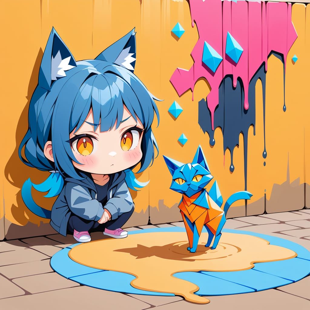 cat girl grafiti