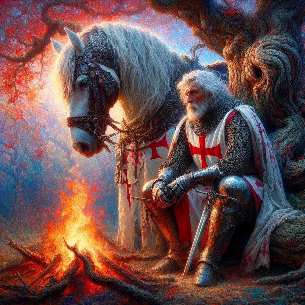 Battle weary Templar knight