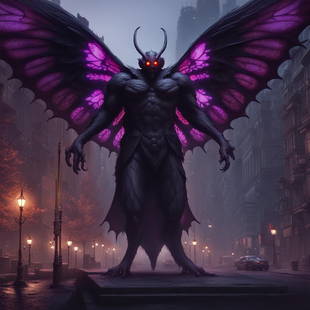 Mothman a masterpiece, intimidating, 8k resolution, dark fan...