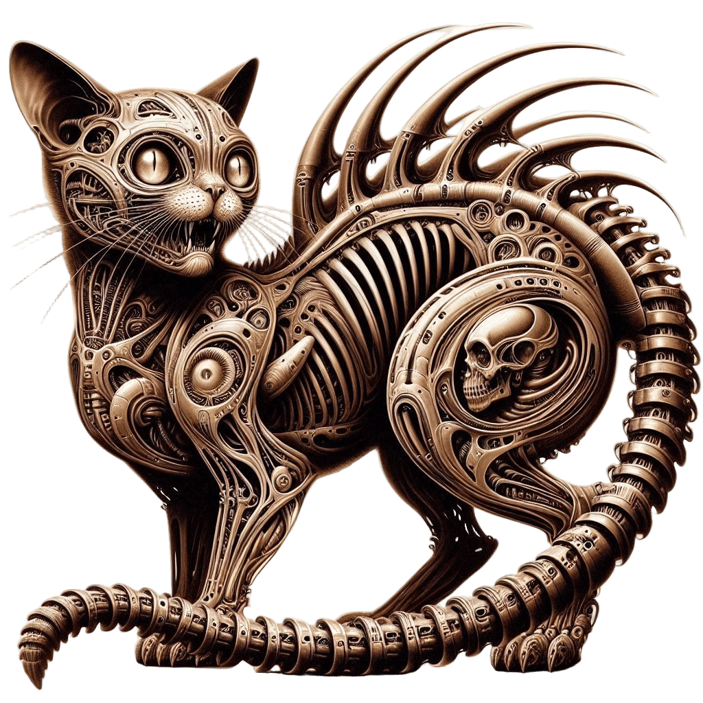 H.R. Giger style biomechanical cat.