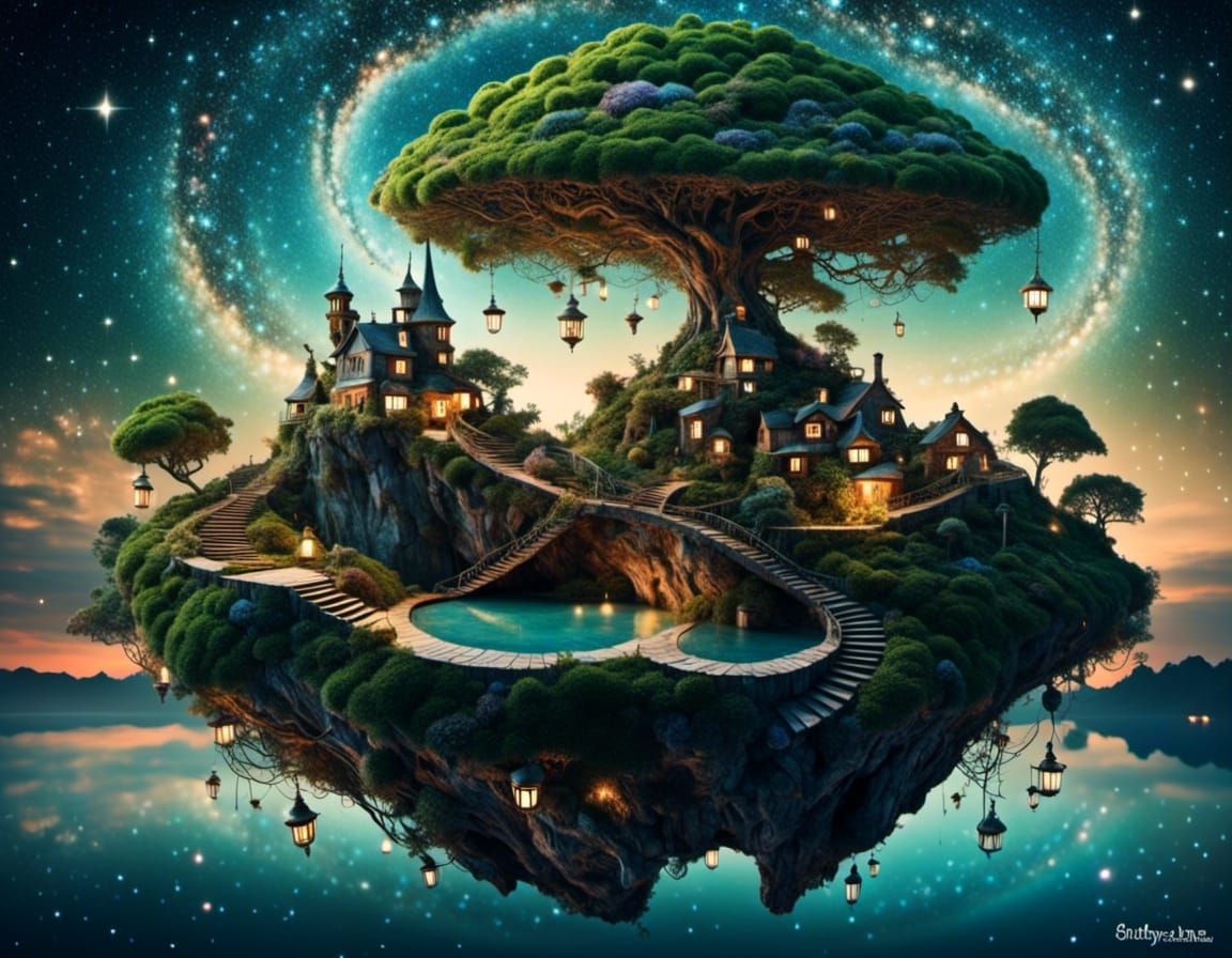 surreal fairy flying island by night  <lora:Fairy night:1.0> 