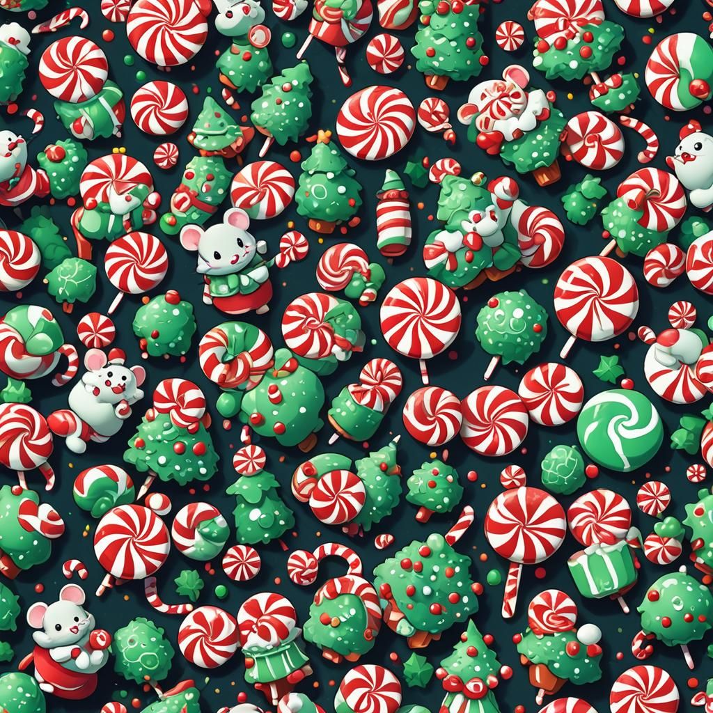 Christmas Candyland Peppermint Mouse - Ai Generated Artwork - Nightcafe 