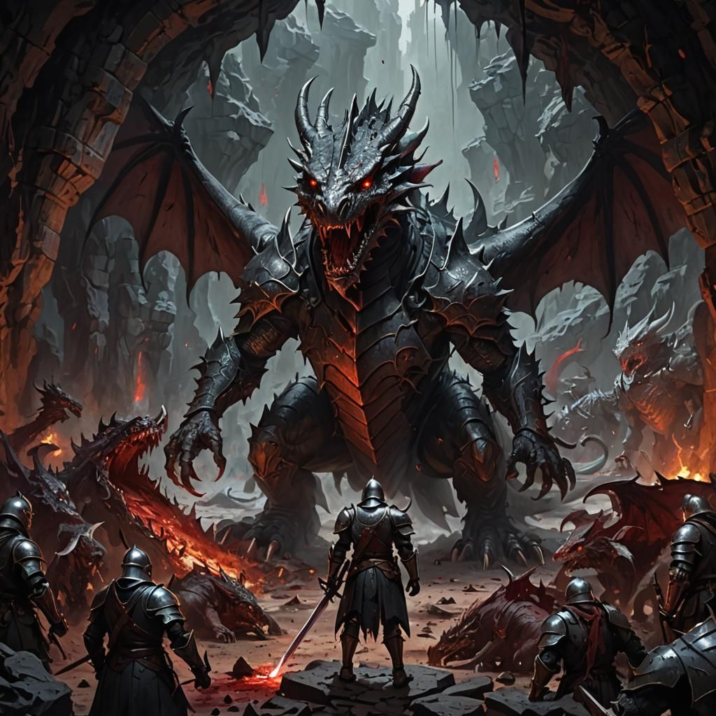A knight stands with his squad about to take on a major foe