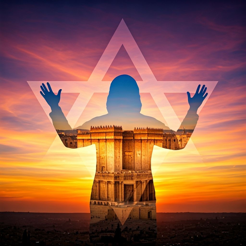 Star of David Sunset with Temple Mount Silhouette
