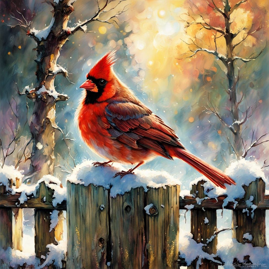 Winter's Cardinal!    by @ArtMew94