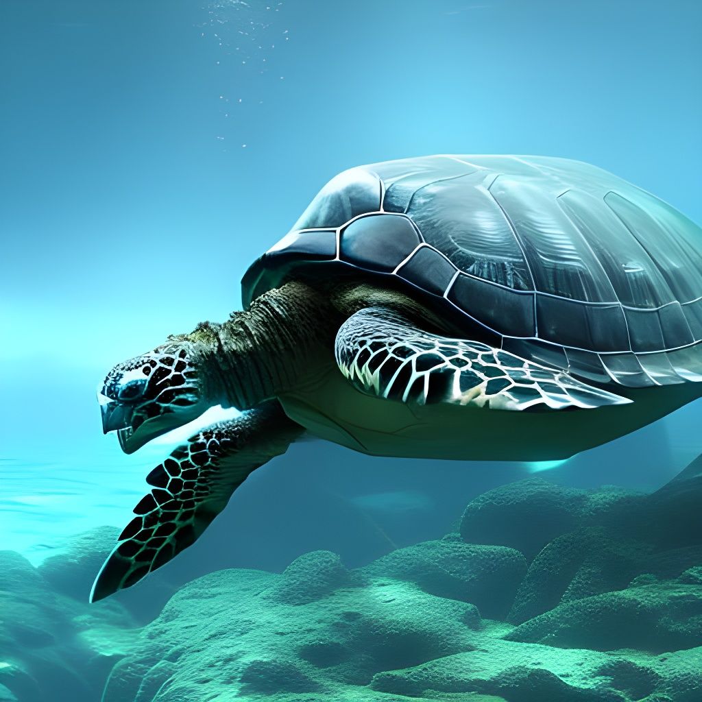 Tortoise in the ocean - AI Generated Artwork - NightCafe Creator