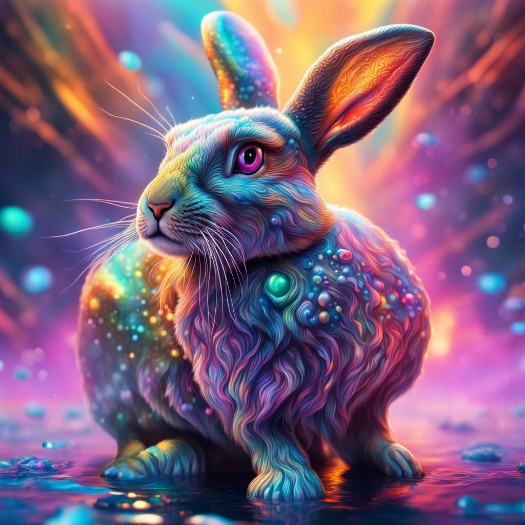 Bunny Hyperrealistic, splash art, concept art, mid shot, int...