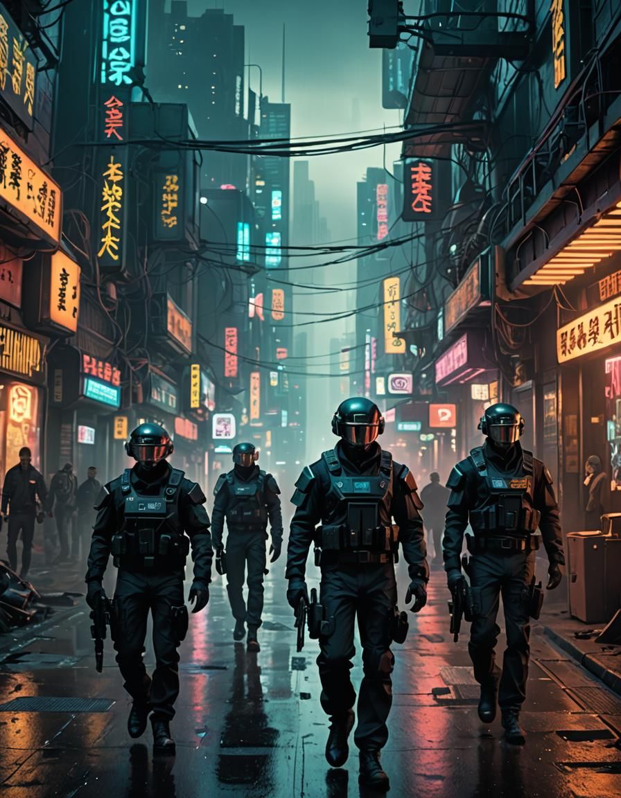 Cyberpunk Armed Cops/Corporate Security