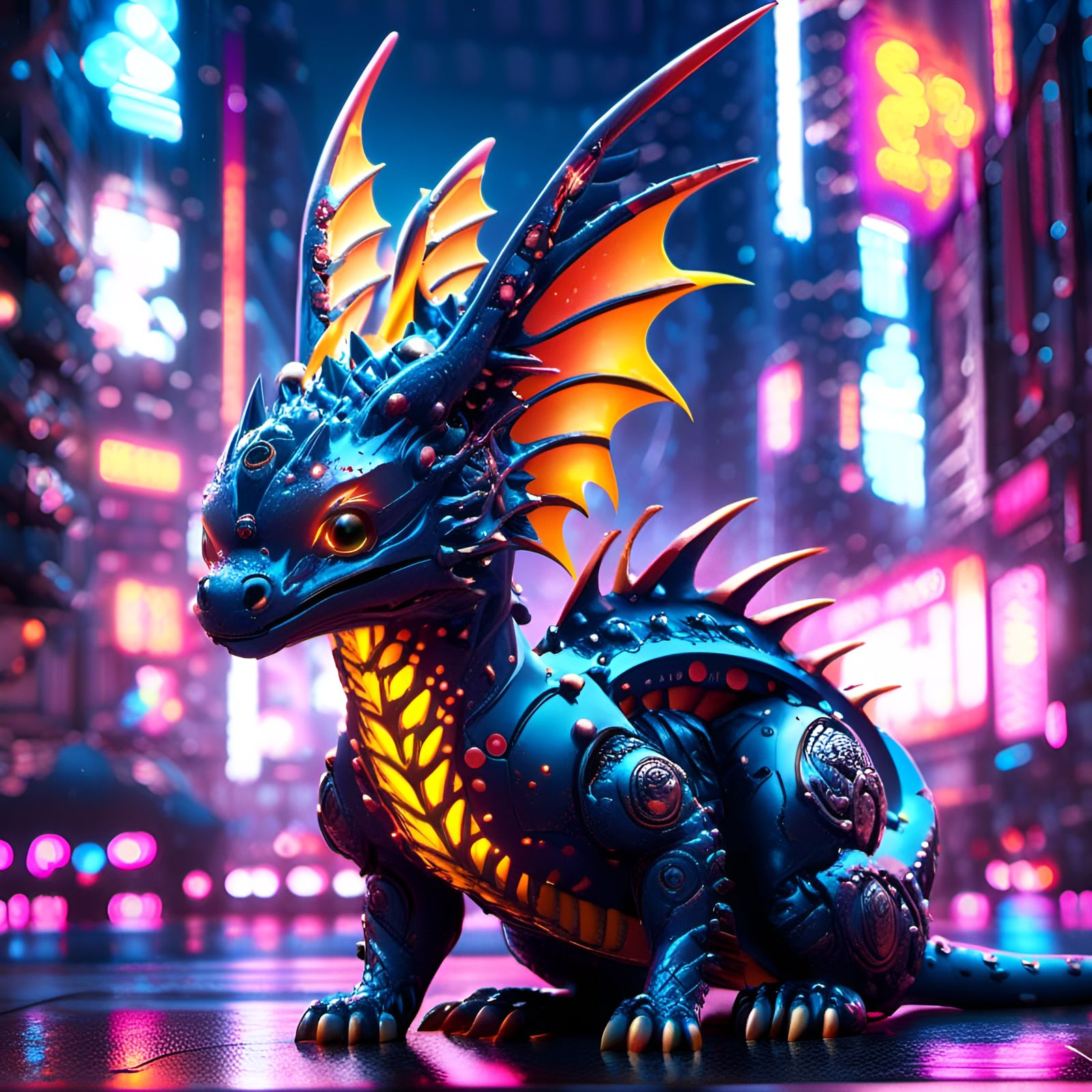 cyber dragon colorful, fantasy, intricate, highly