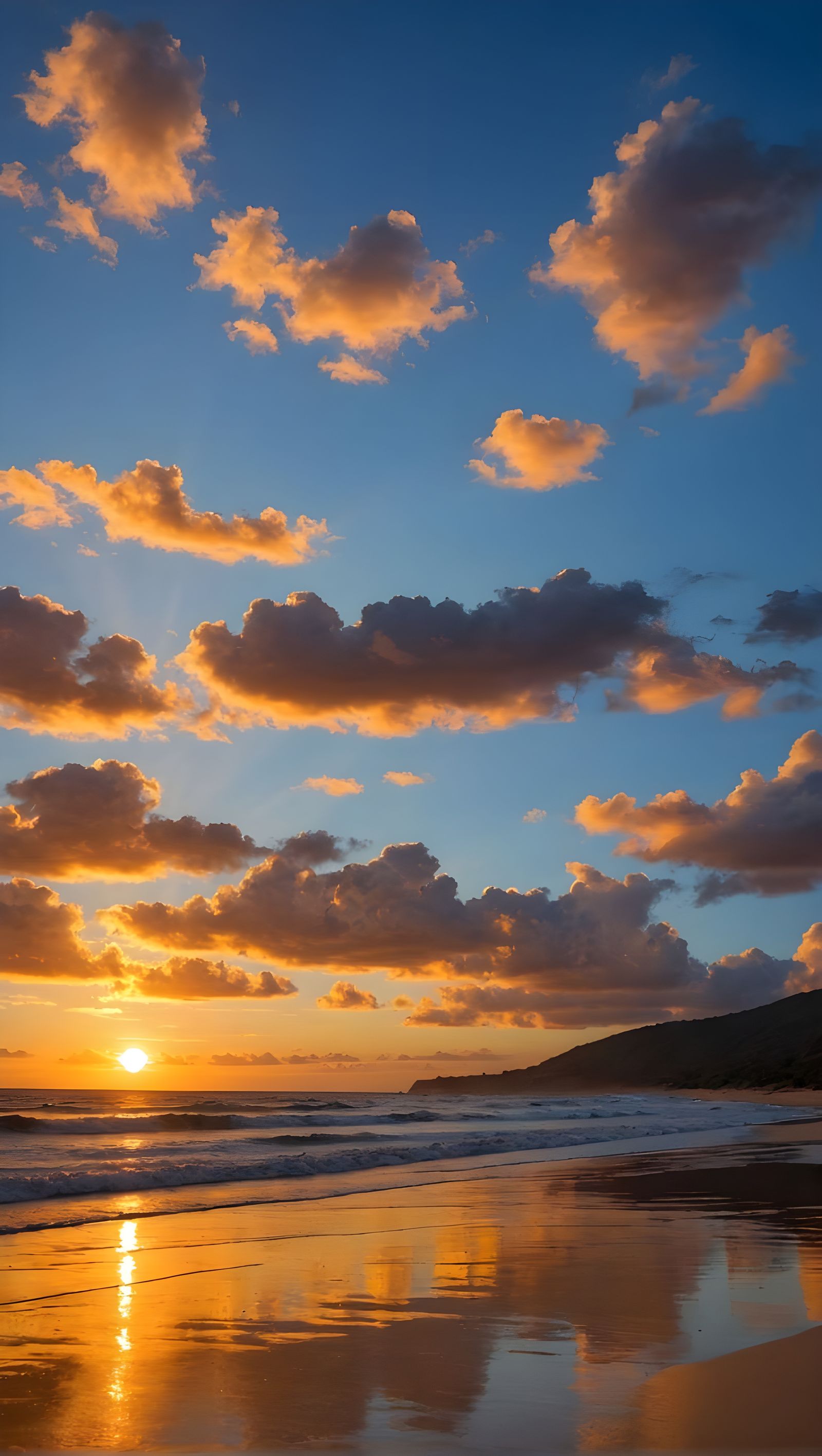 Calm African beach sunset beautiful sky