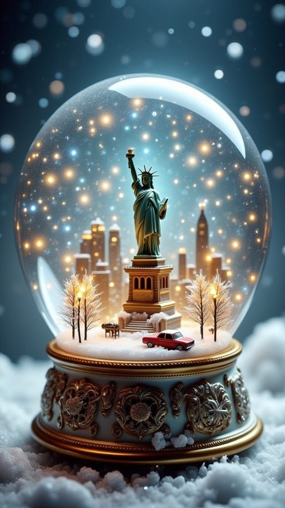 New York City Skyline in a snow globe