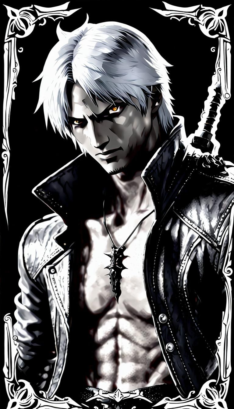 Dante, From Devil May Cry (B&W) - AI Generated Artwork - NightCafe Creator