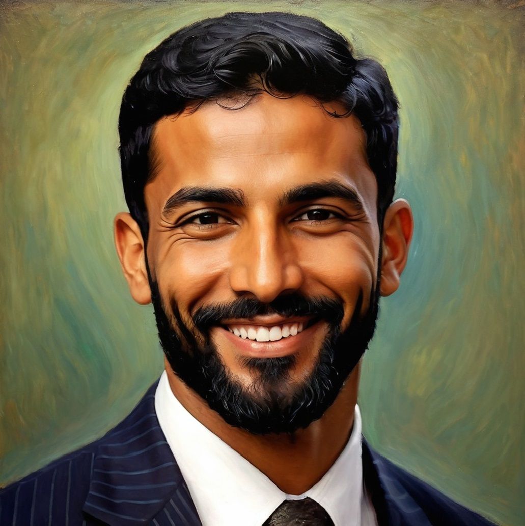 A handsome bearded man  wearing a black suit