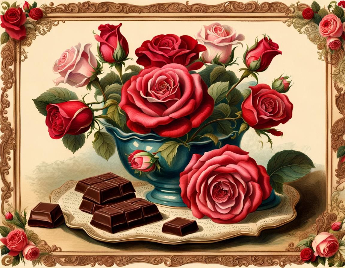 Elaborate chocolate and roses eclectic ephemeral image   by @0827214
