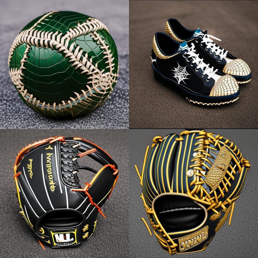 Crocodile skin MLB fielders mit with spider web lacing  unre...