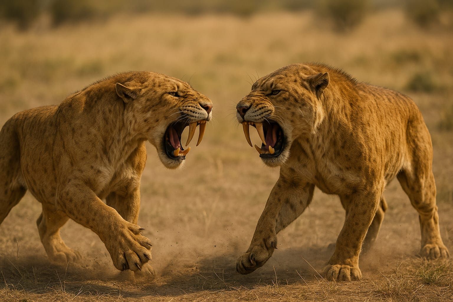 Smilodon fatalis Males Squaring Off