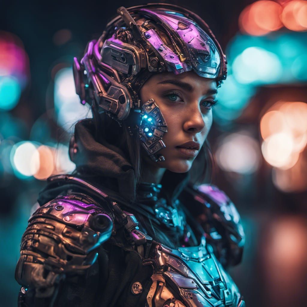 Cyber girl at night - AI Generated Artwork - NightCafe Creator