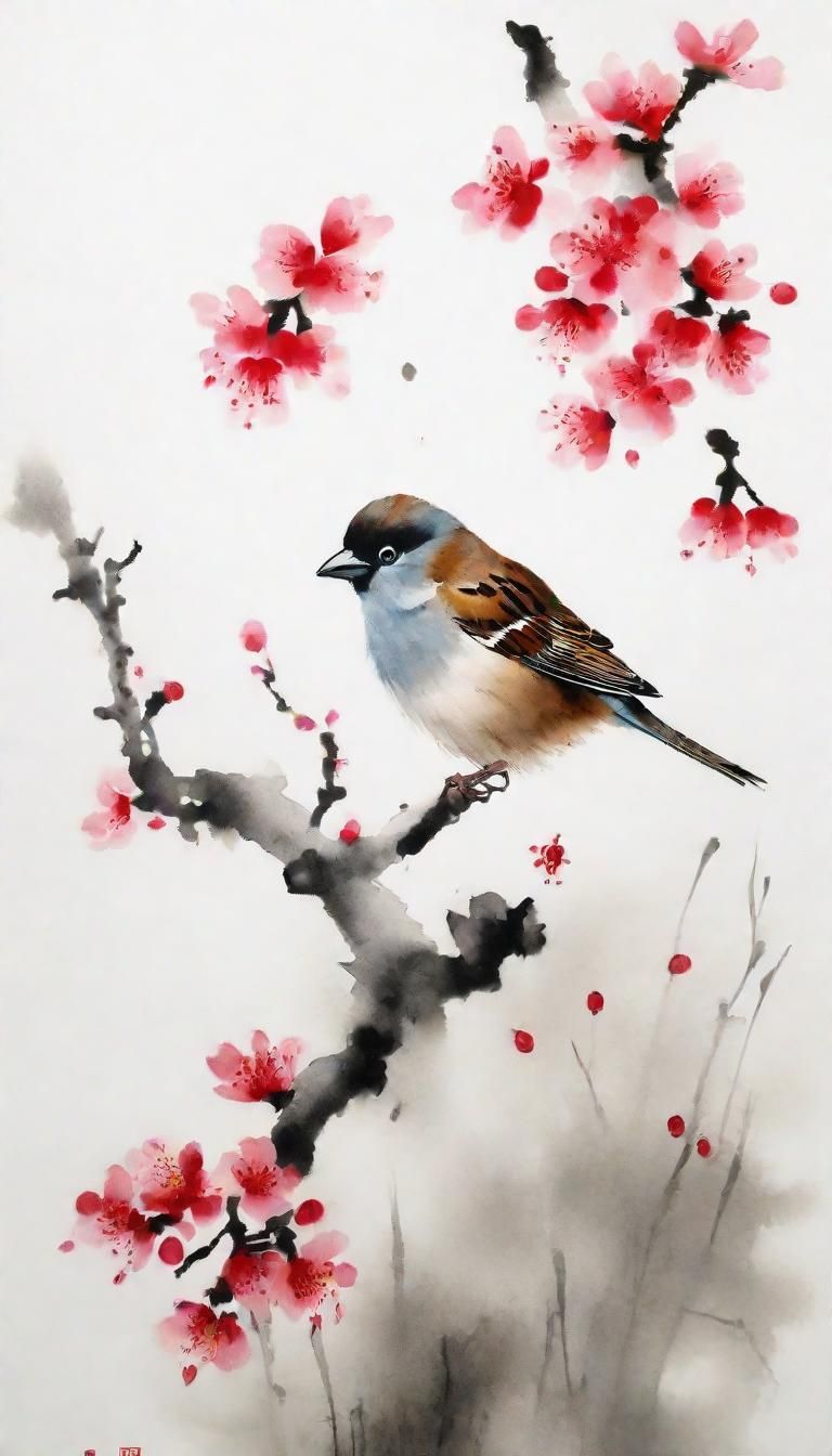 Sparrow & Flowers  by @Me May Phim
