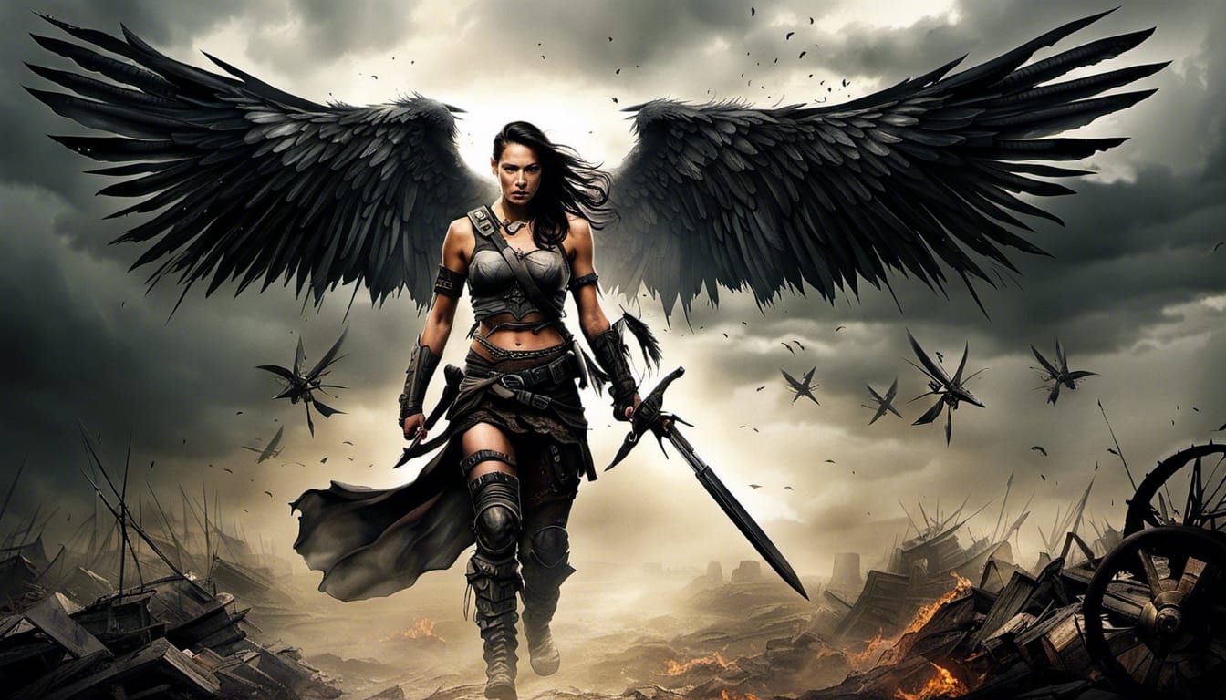 Flying Angel Warriors with two wings tattoos piercings" epic...