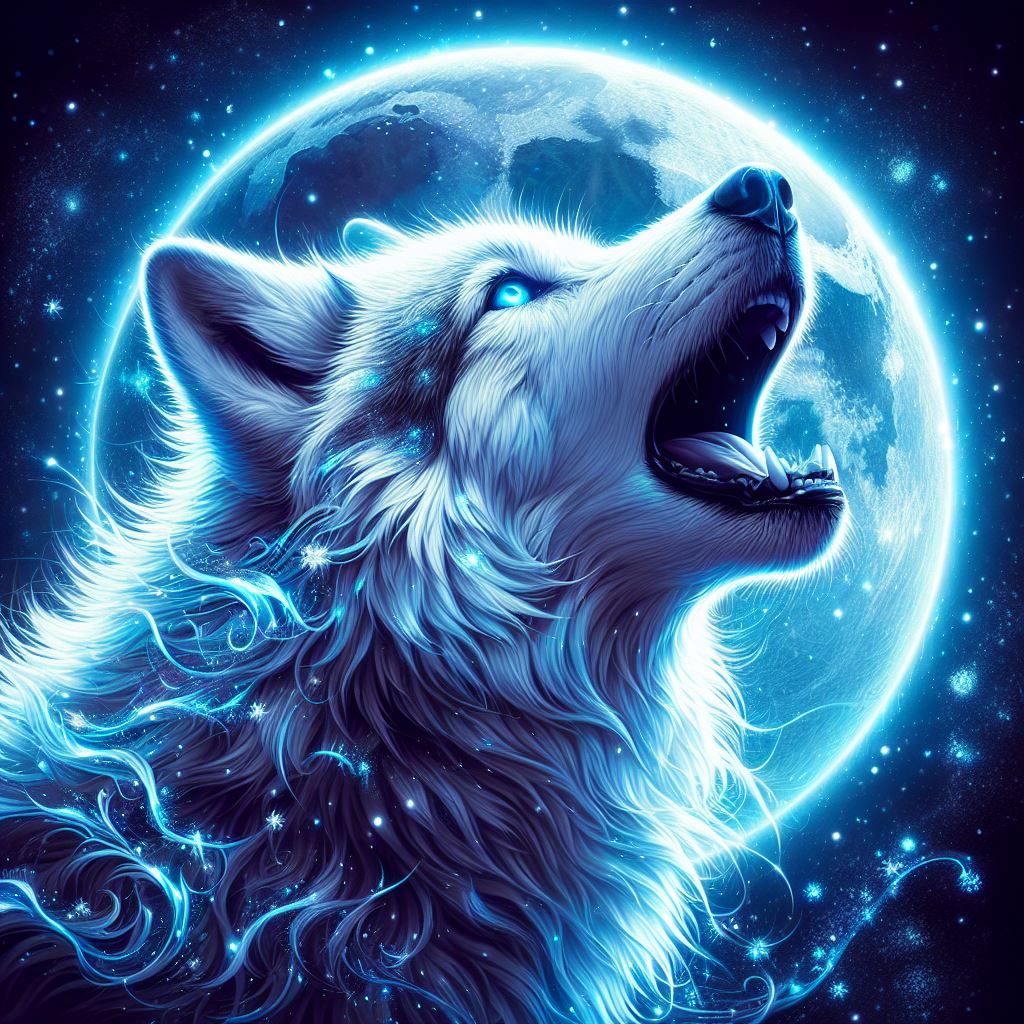 Wolf and the moon - AI Generated Artwork - NightCafe Creator