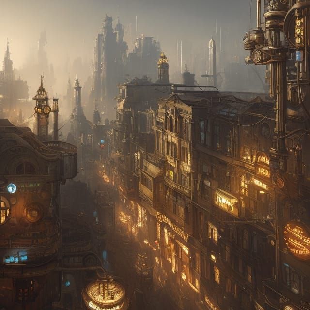 Steampunk city - AI Generated Artwork - NightCafe Creator