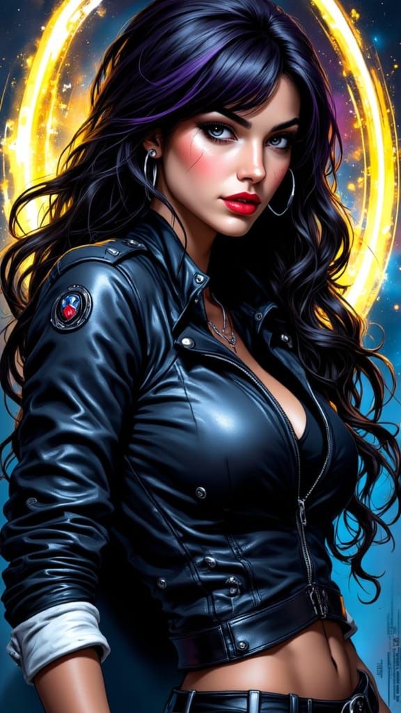 Gorgeous Woman in Dynamic Comic Style with Dramatic Lighting