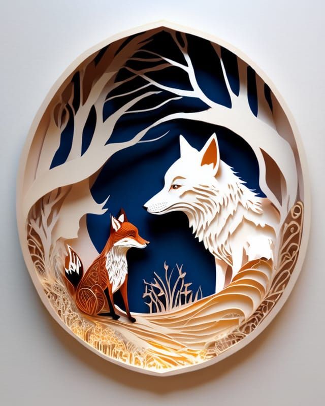 A fox meets a wolf