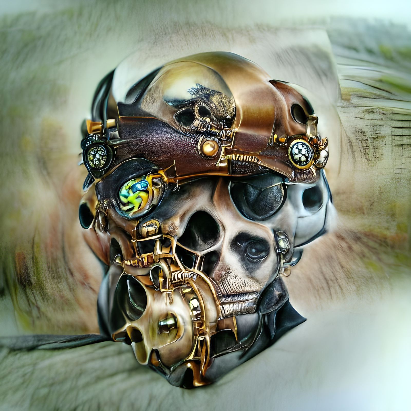 Skull steampunk, photorealism