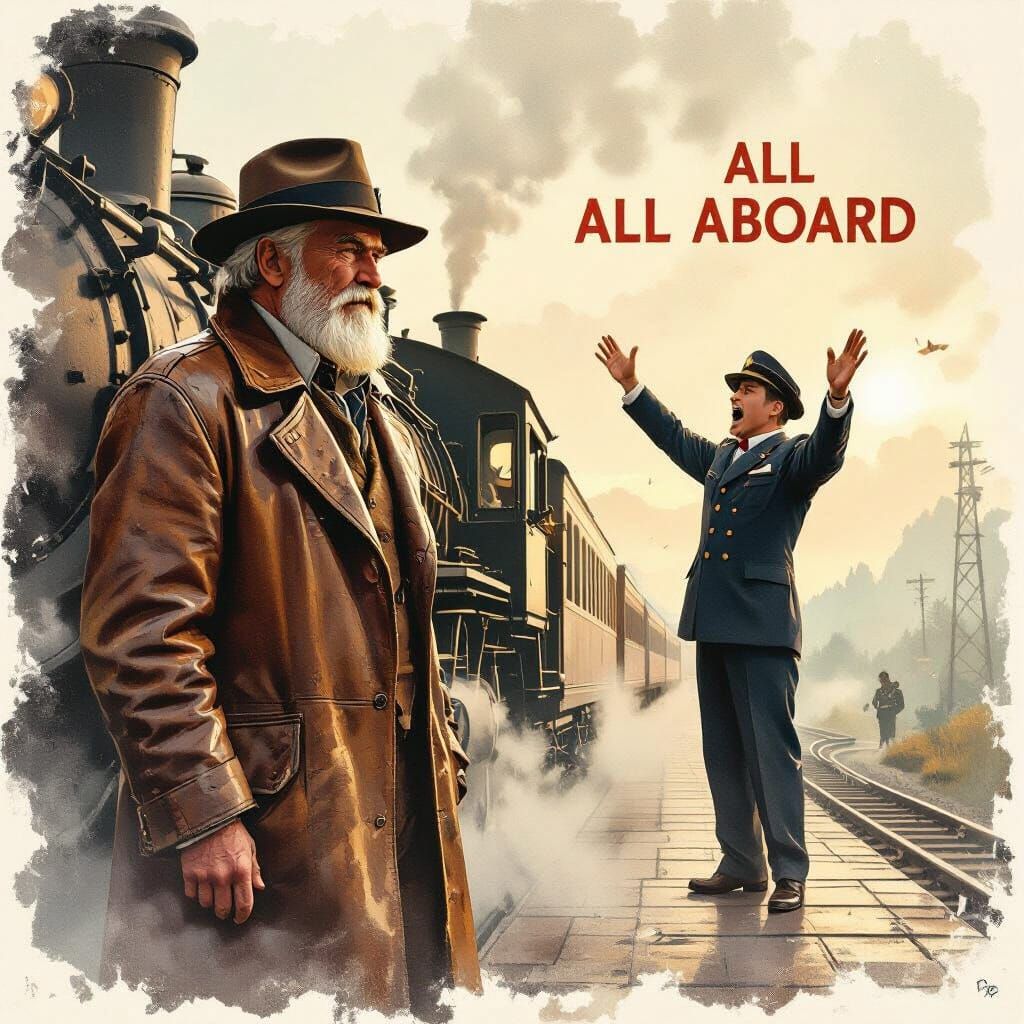 The train conductor  yelling All Aboard, for the Train to Yesterday. The train to Yesterday is what an old man experiences as he dreams of d...