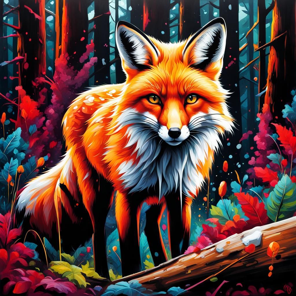 A red fox in a forest with 4 legs and one tail. - AI Generated Artwork ...