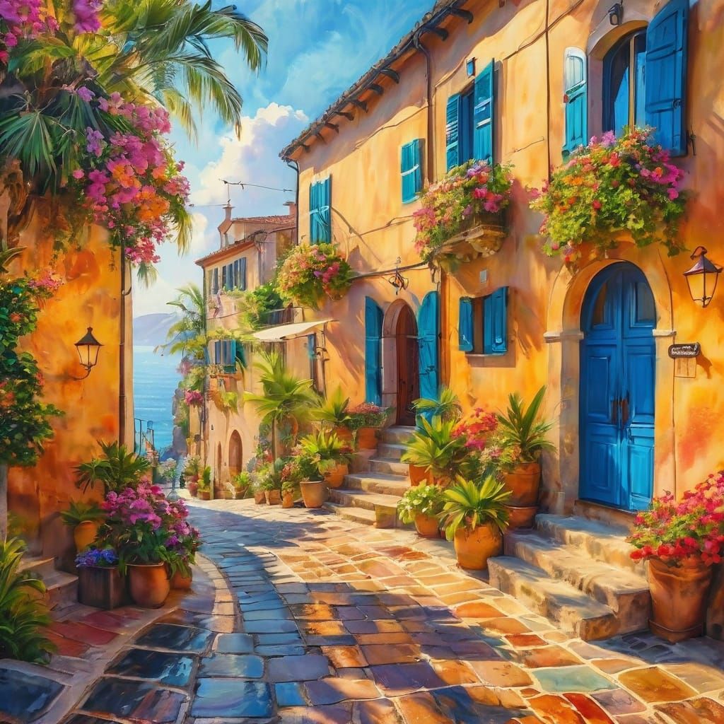 Italian Village near the sea.