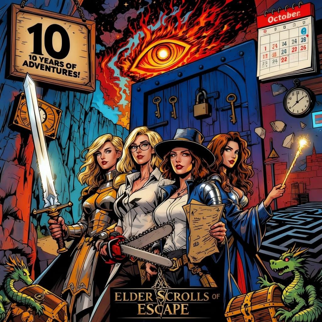 prompt (positive):
Comic book style illustration, four adventurous mature women in their 40s, rather thin, standing together in heroic pose,...