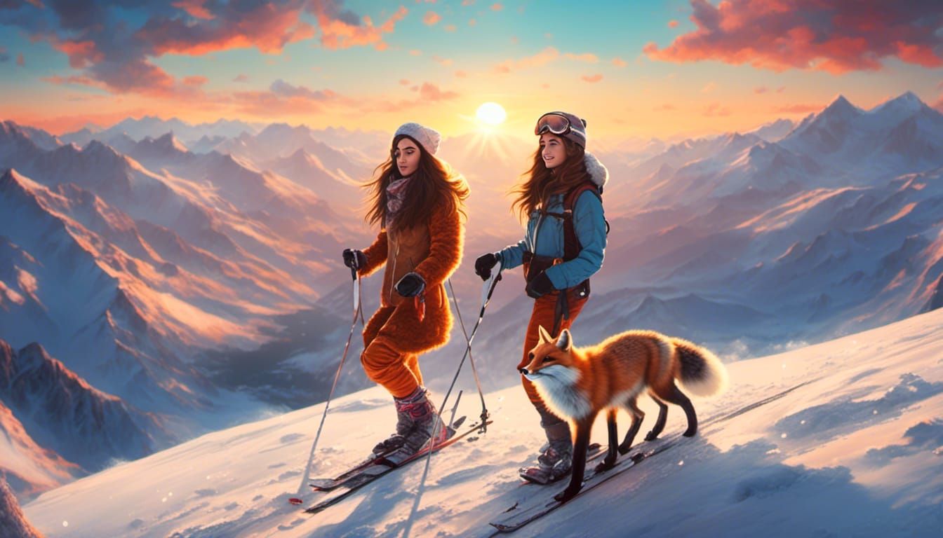 Somehow the fox learned to ski🦊