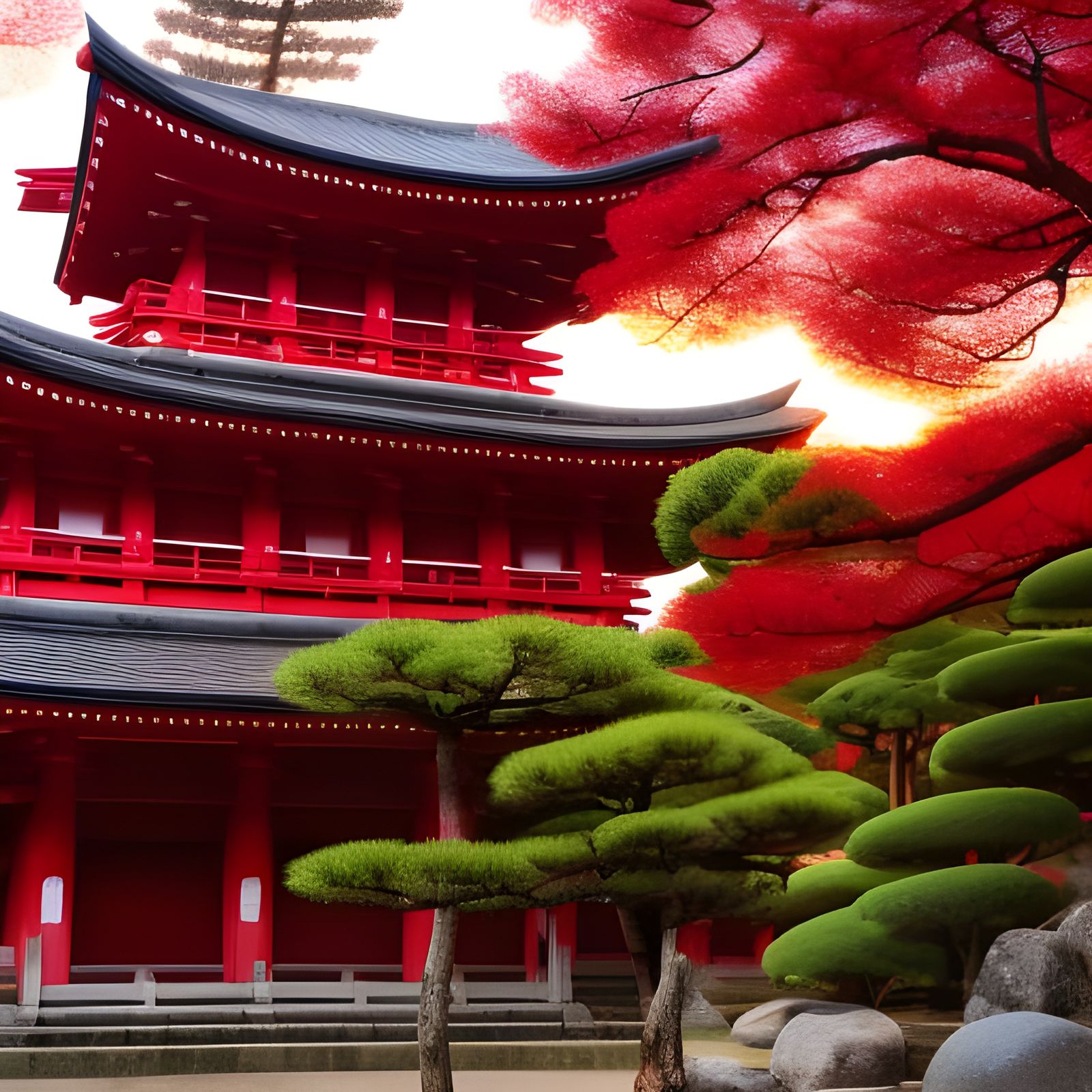 Japanese temple, sunset afternoon